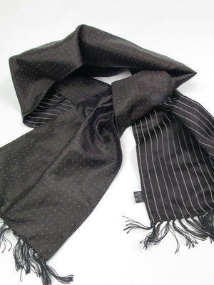 Men's Black Vintage Silk Scarf - The Harlequin