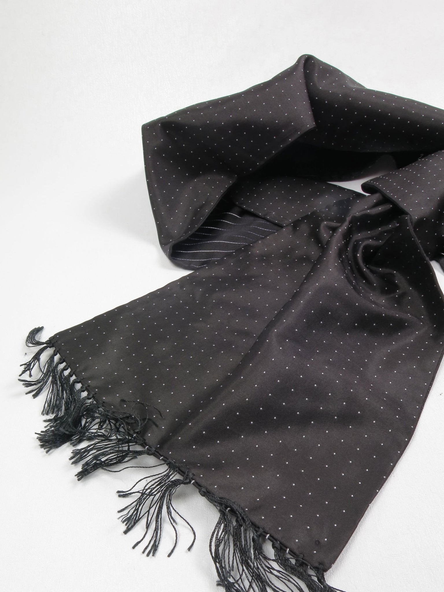 Men's Black Vintage Silk Scarf - The Harlequin