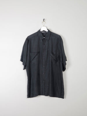Men's Black Vintage Silk Short Sleeved Shirt L - The Harlequin