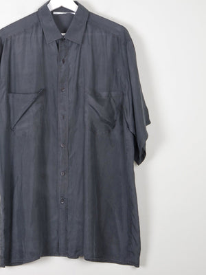 Men's Black Vintage Silk Short Sleeved Shirt L - The Harlequin