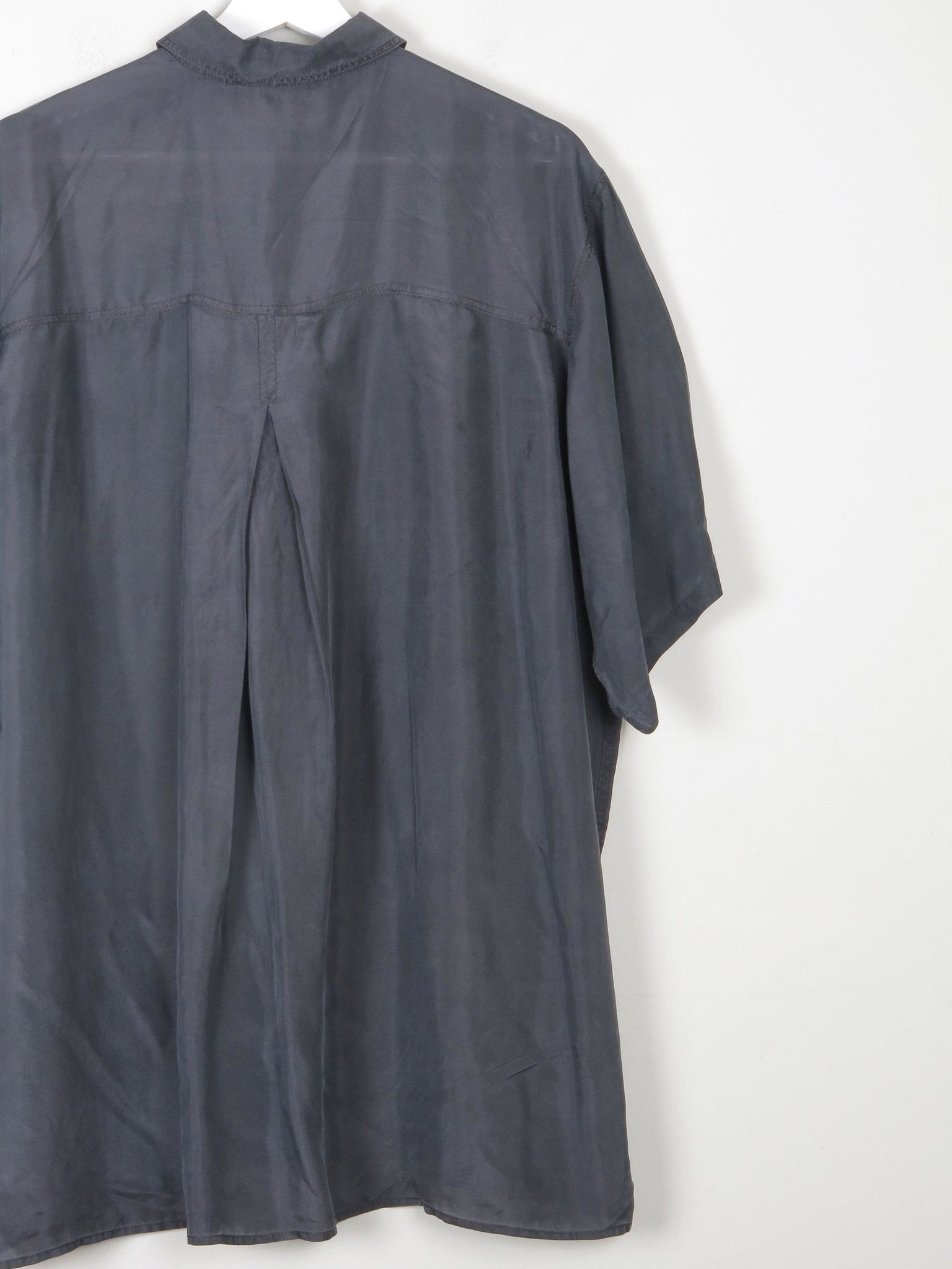 Men's Black Vintage Silk Short Sleeved Shirt L - The Harlequin