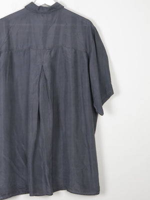 Men's Black Vintage Silk Short Sleeved Shirt L - The Harlequin