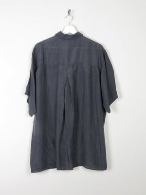 Men's Black Vintage Silk Short Sleeved Shirt L - The Harlequin