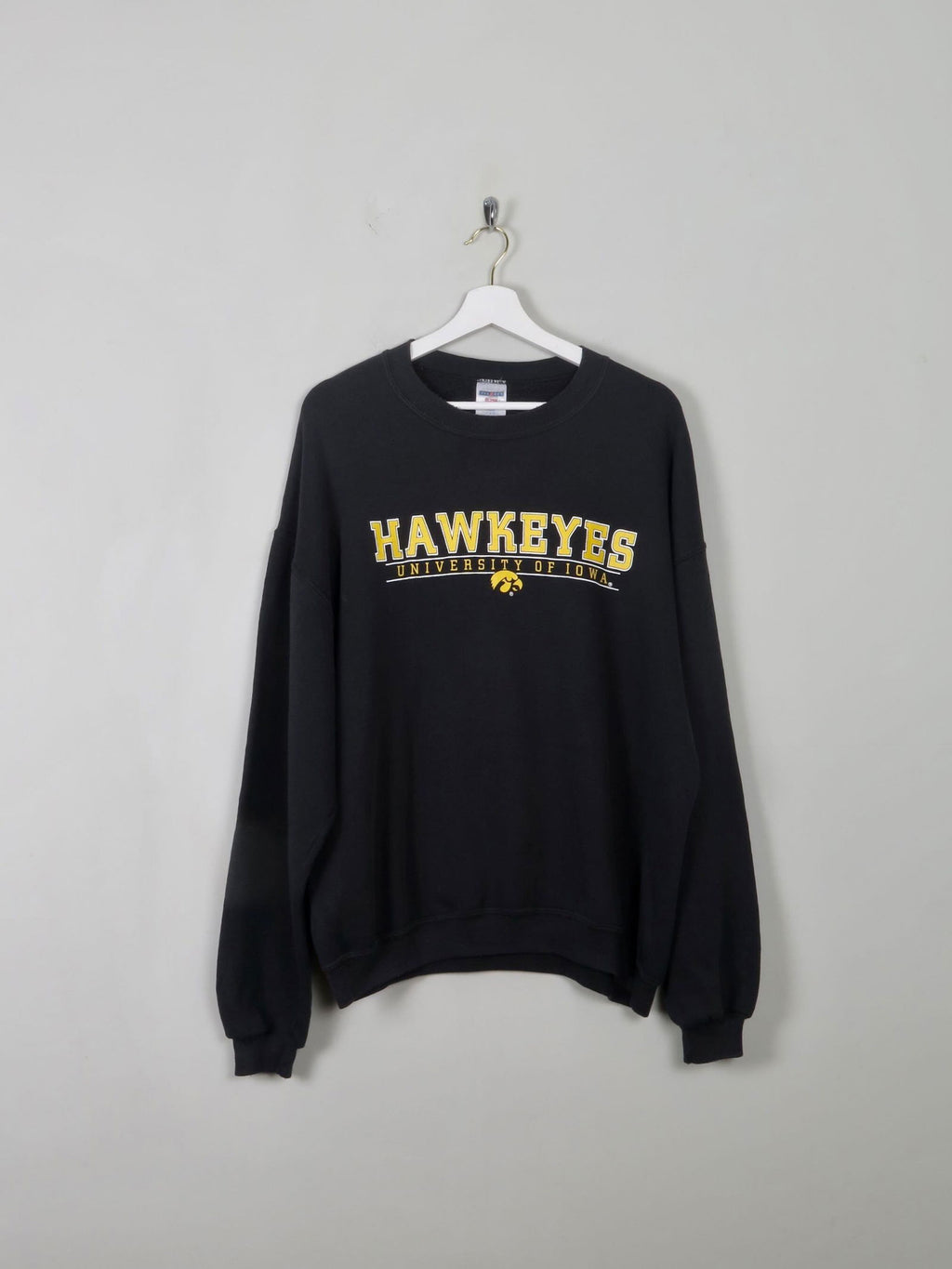 Men's Black Vintage Sweatshirt With Haweyes University Of Iowa Logo L - The Harlequin