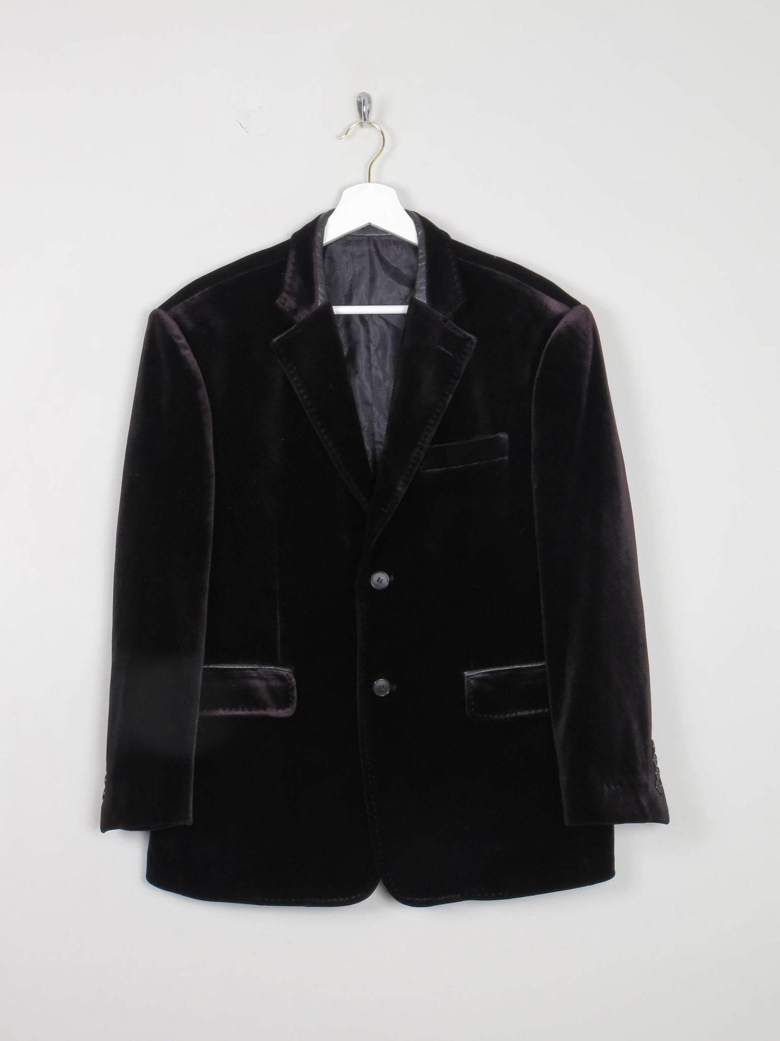 Men's Black Vintage Velvet Jacket 40" - The Harlequin