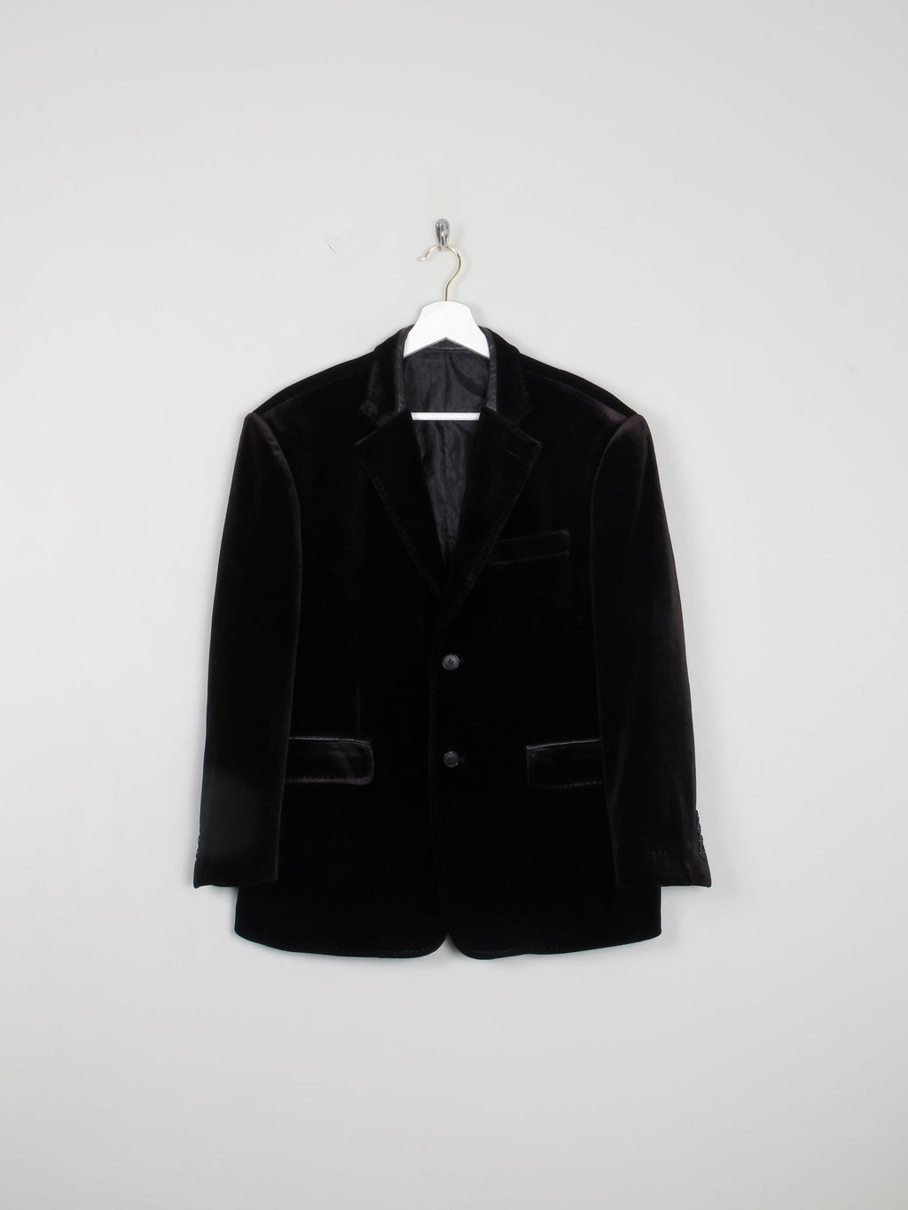 Men's Black Vintage Velvet Jacket 40" - The Harlequin