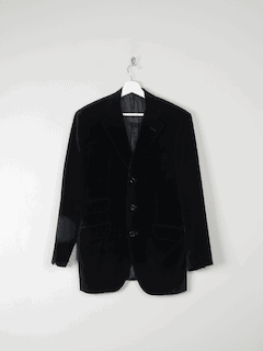 Men's Black Vintage Velvet Jacket Raffaele Caruso 38/40 R - The Harlequin