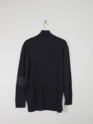 Men's Black Wool Vintage Lacoste Polo Neck Jumper S - The Harlequin