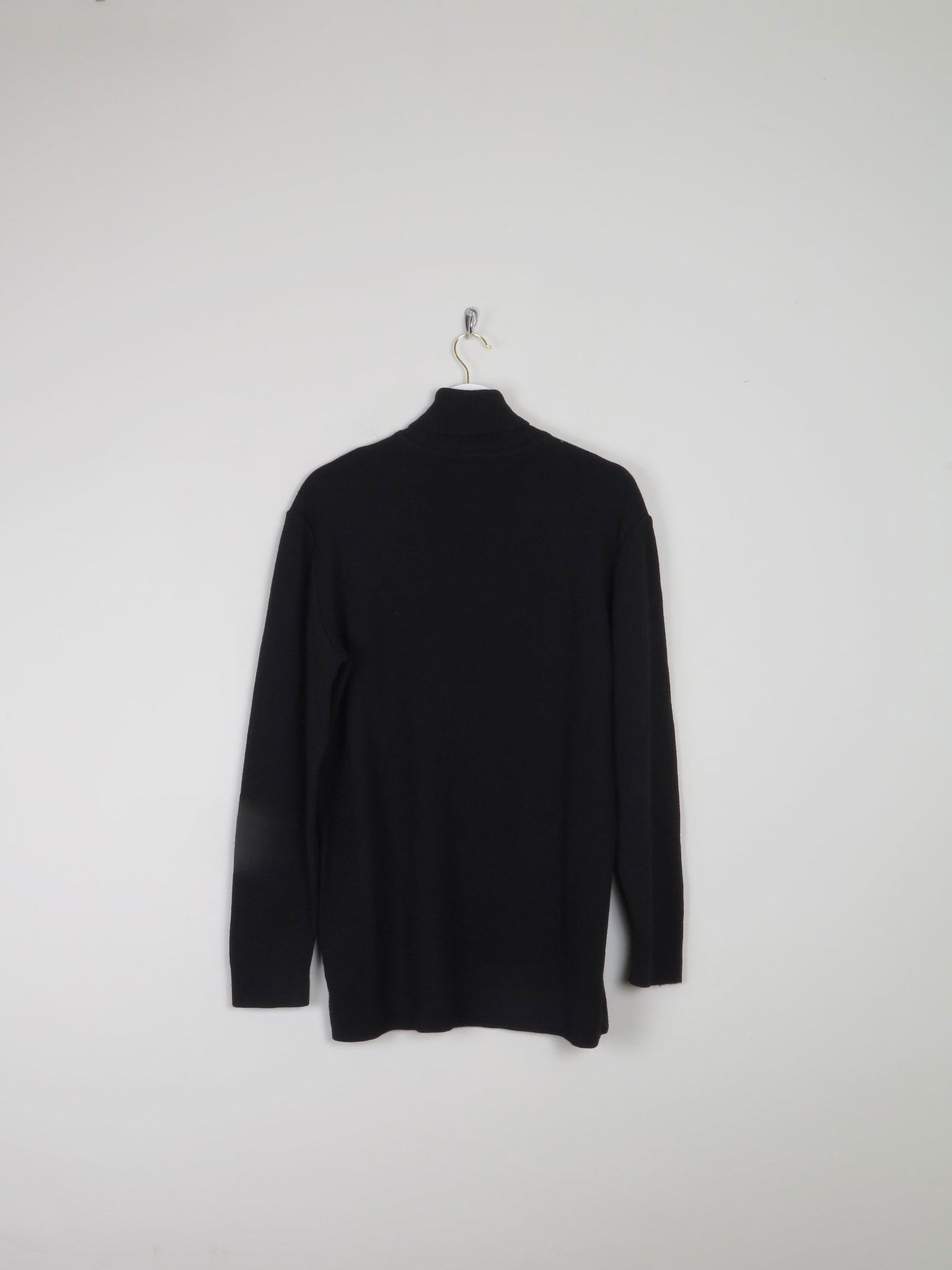 Men's Black Wool Vintage Lacoste Polo Neck Jumper S - The Harlequin