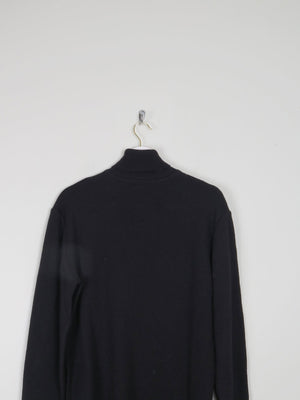 Men's Black Wool Vintage Lacoste Polo Neck Jumper S - The Harlequin