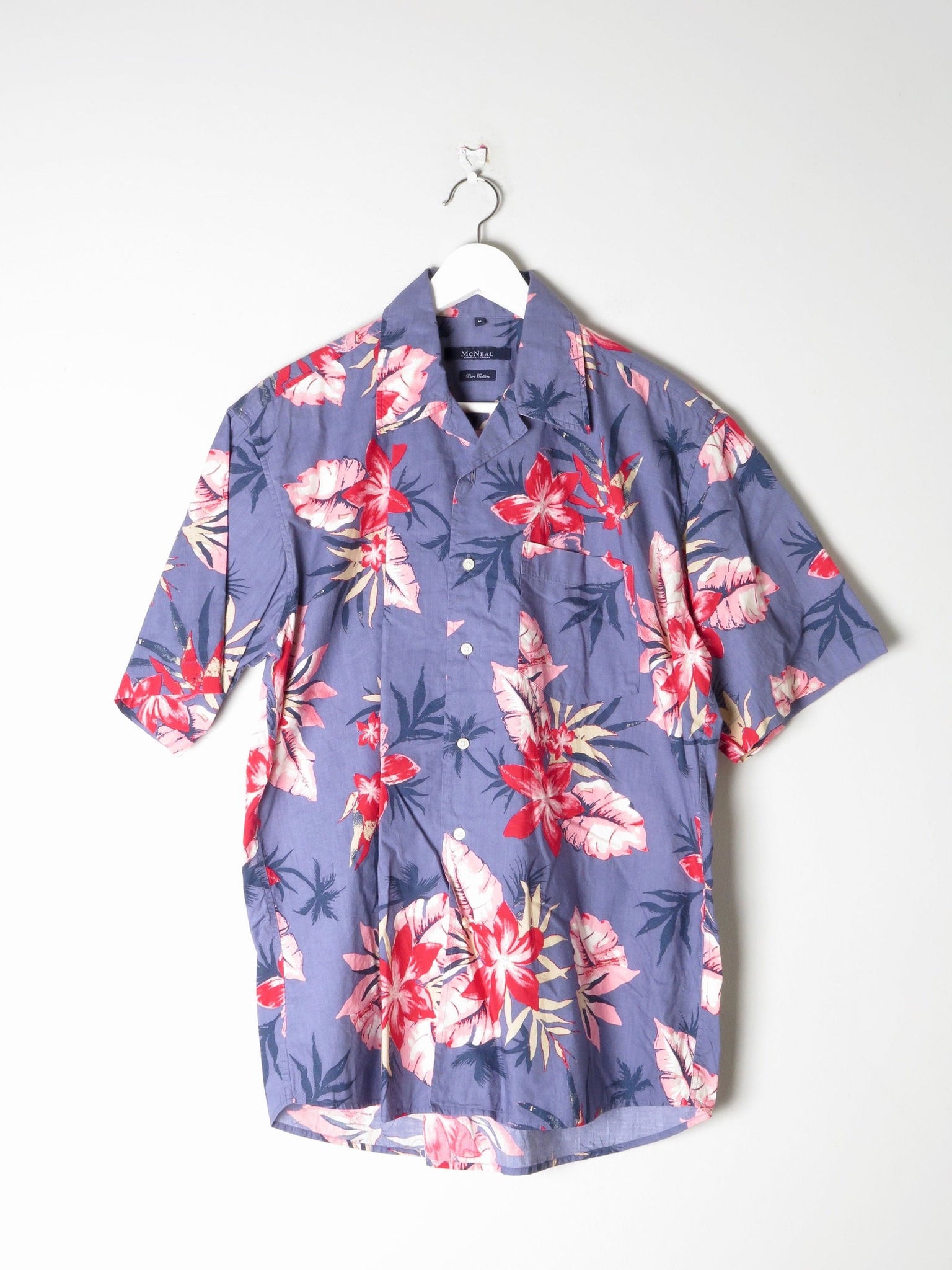 Men's Blue Hawaiian Vintage Shirt M - The Harlequin