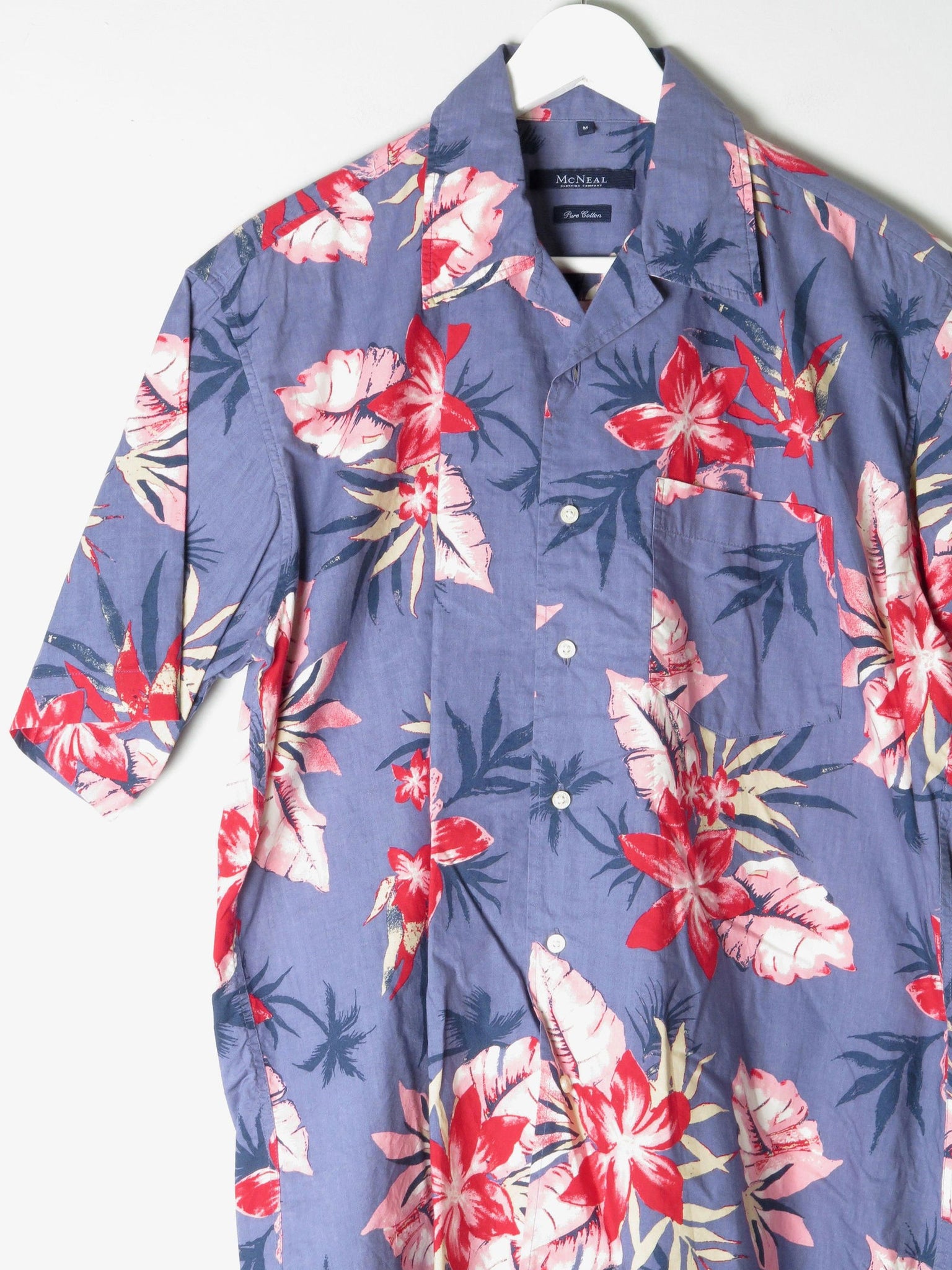 Men's Blue Hawaiian Vintage Shirt M - The Harlequin