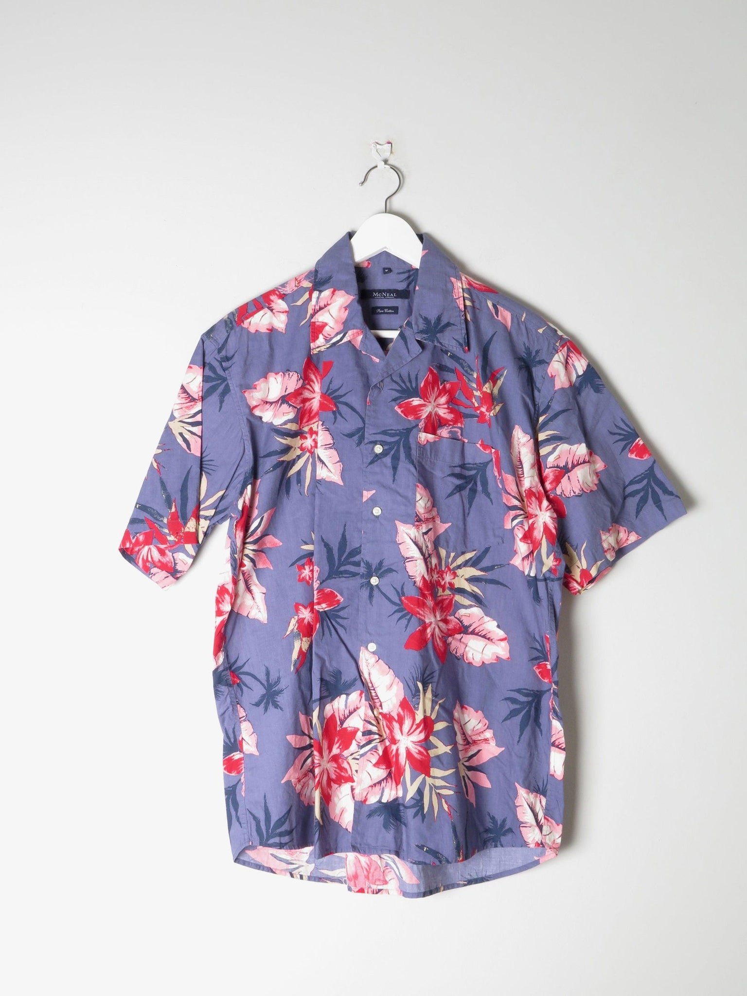 Men's Blue Hawaiian Vintage Shirt M - The Harlequin