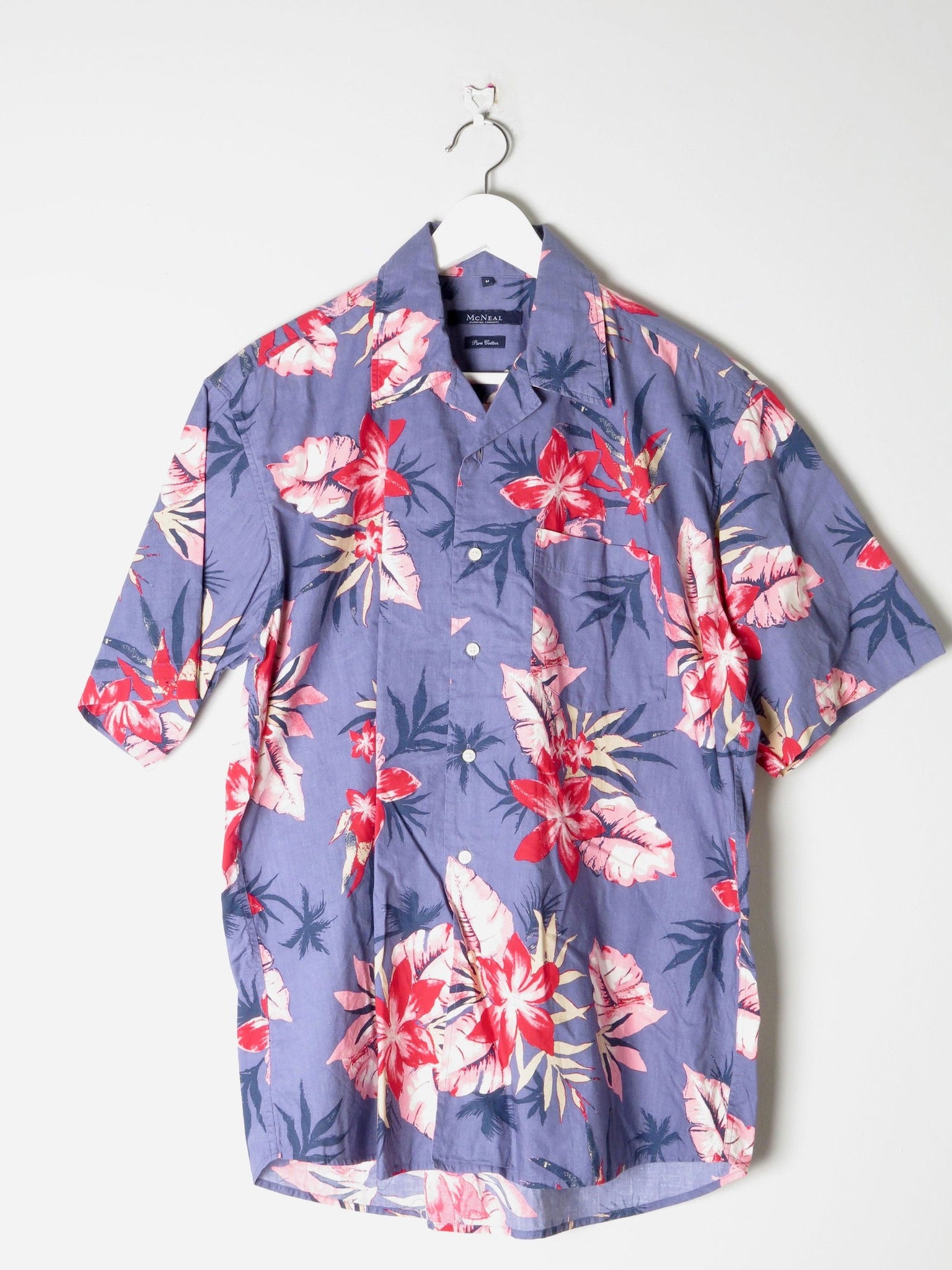 Men's Blue Hawaiian Vintage Shirt M - The Harlequin