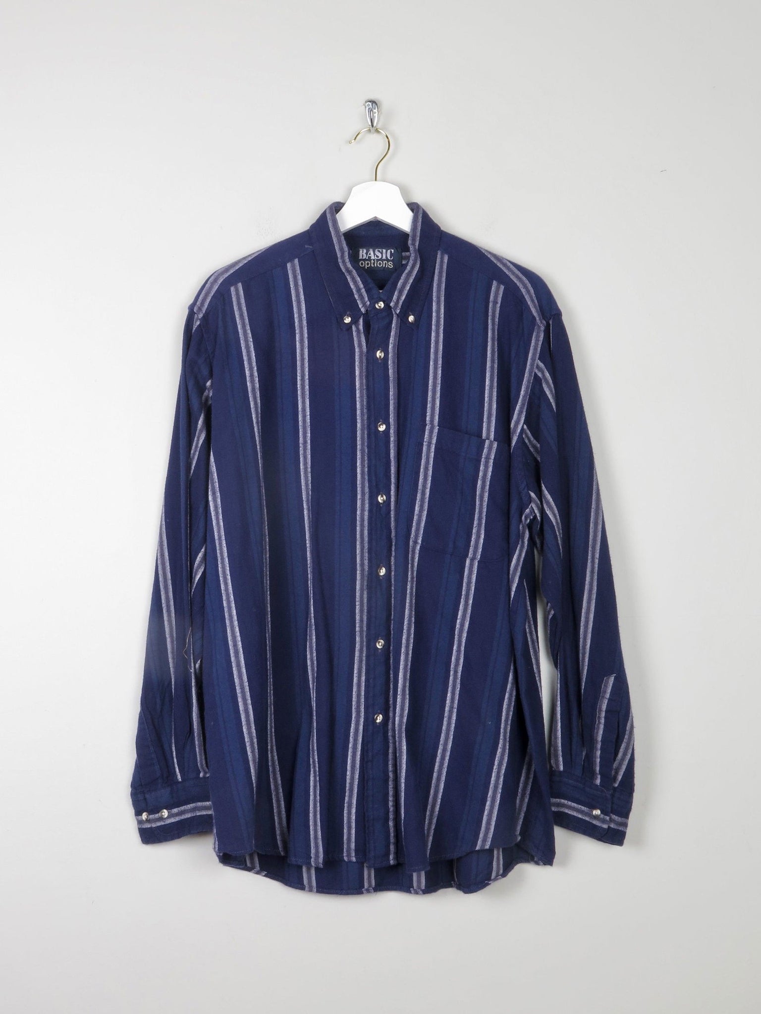 Men's Blue Vintage Flannel Shirt L - The Harlequin