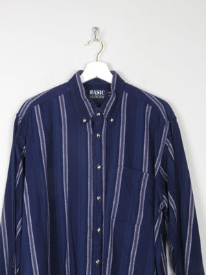 Men's Blue Vintage Flannel Shirt L - The Harlequin