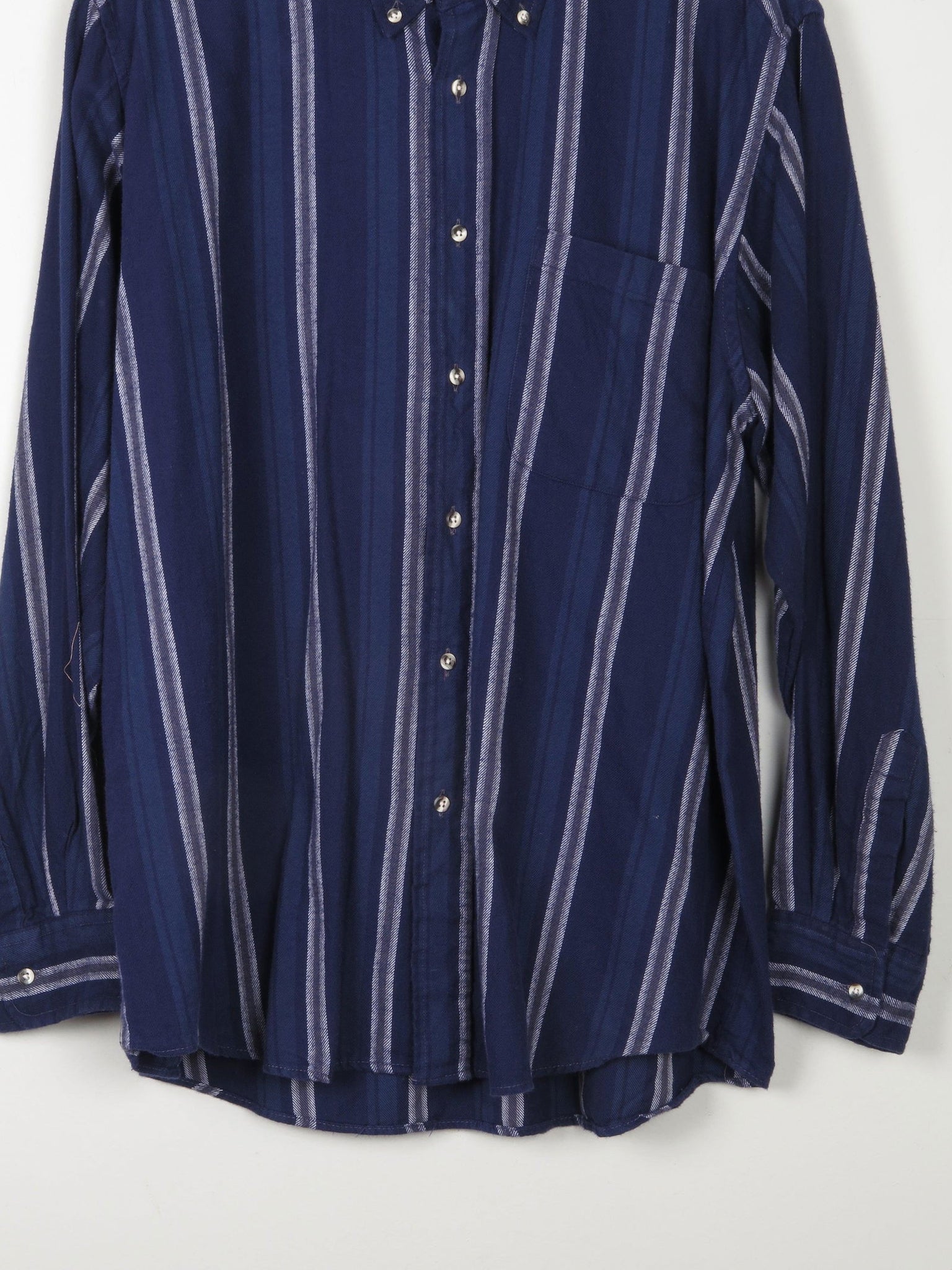 Men's Blue Vintage Flannel Shirt L - The Harlequin