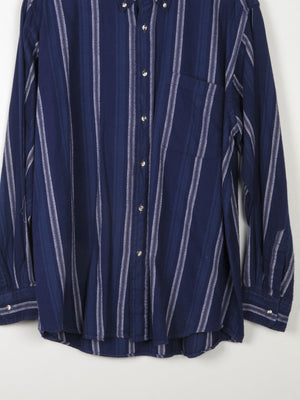 Men's Blue Vintage Flannel Shirt L - The Harlequin
