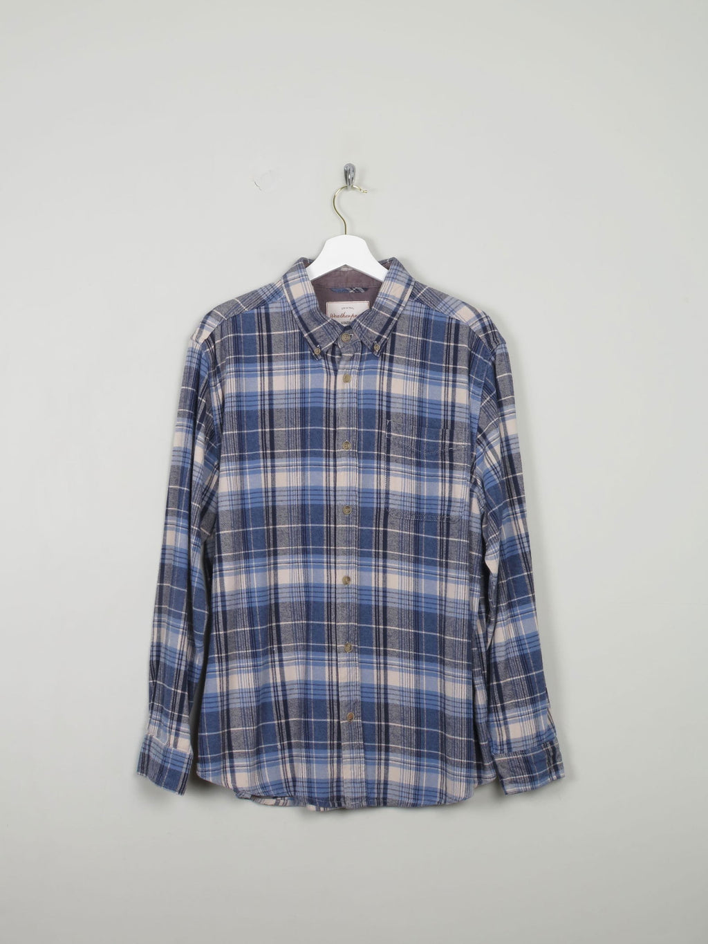 Men's Blue Vintage Flannel Shirt L - The Harlequin