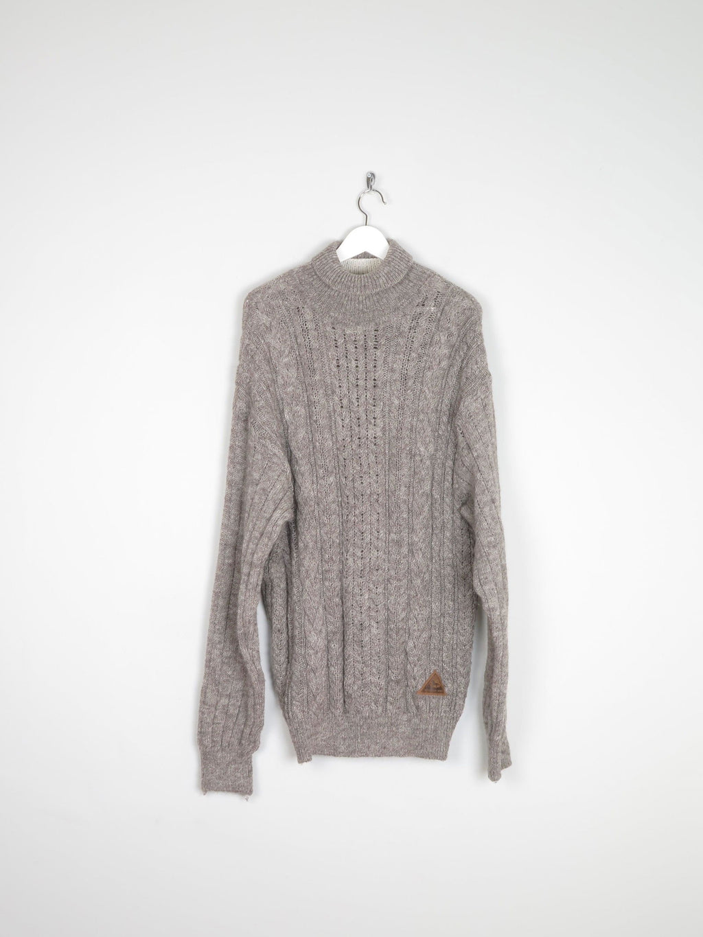 Men’s Brown Polo Neck Wool Vintage Jumper L/XL - The Harlequin