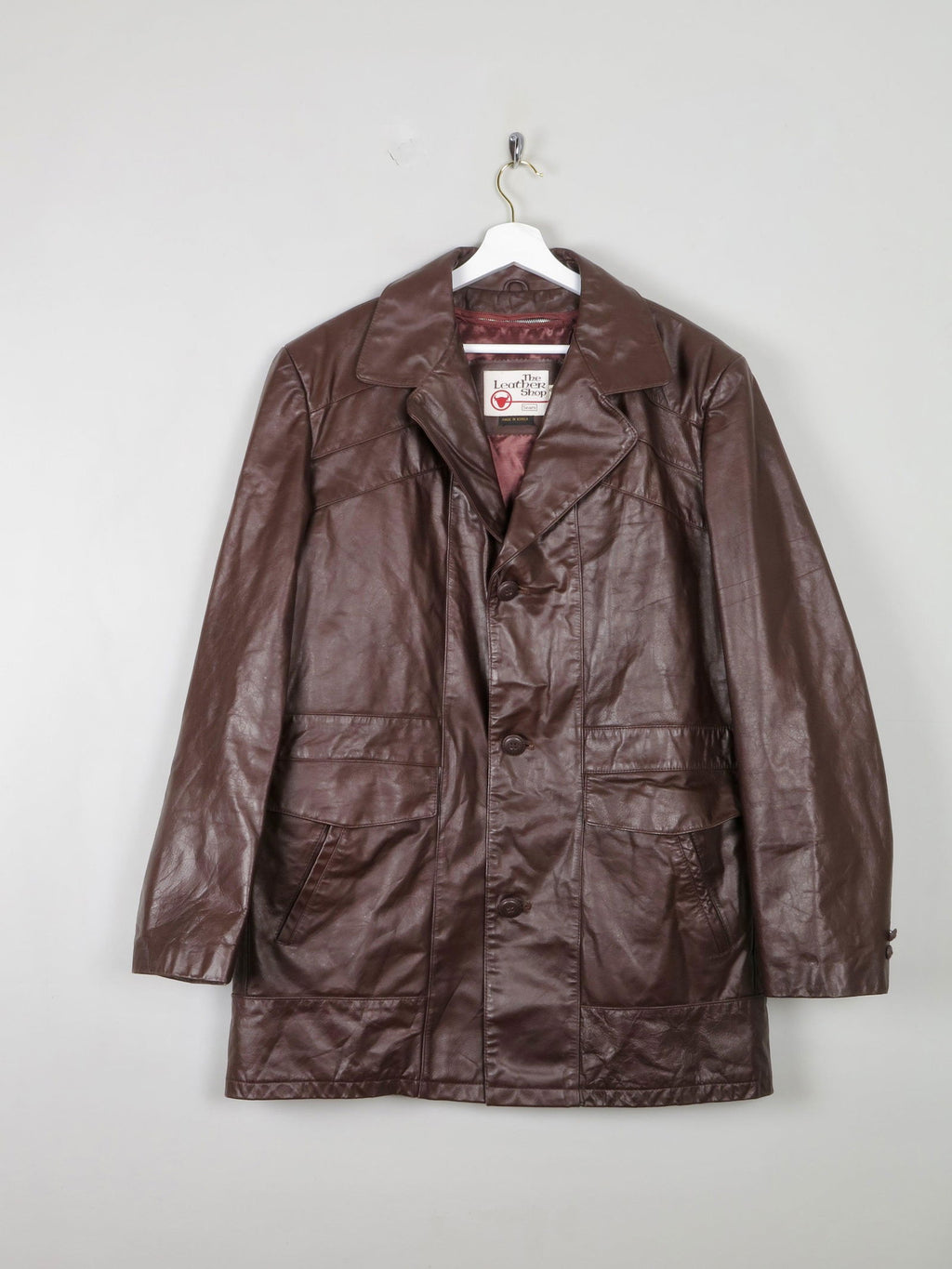 Men's Burgundy Vintage Leather Jacket Sears Size 44 /Large - The Harlequin