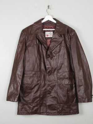 Men's Burgundy Vintage Leather Jacket Sears Size 44 /Large - The Harlequin