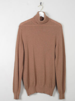 Men's Caramel Vintage Wool Polo Neck M - The Harlequin