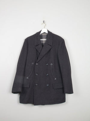 Men's Charcoal Grey Wool Vintage Short Vintage Coat 42" - The Harlequin