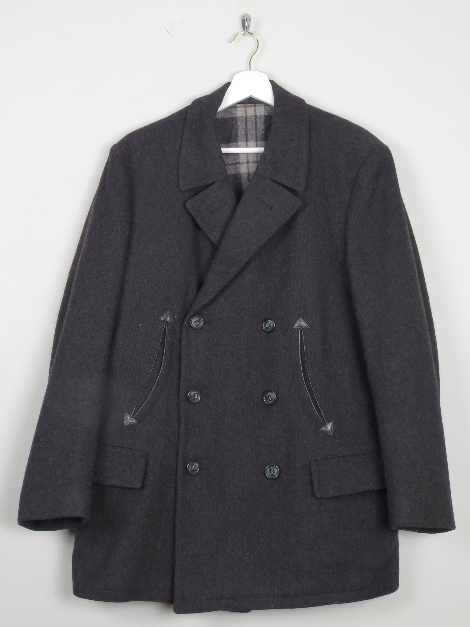 Men's Charcoal Grey Wool Vintage Short Vintage Coat 42" - The Harlequin