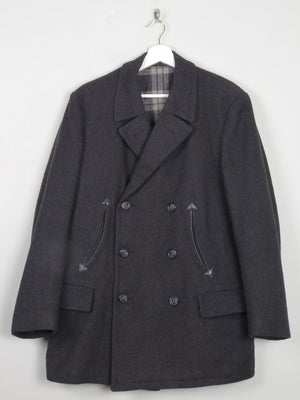Men's Charcoal Grey Wool Vintage Short Vintage Coat 42" - The Harlequin