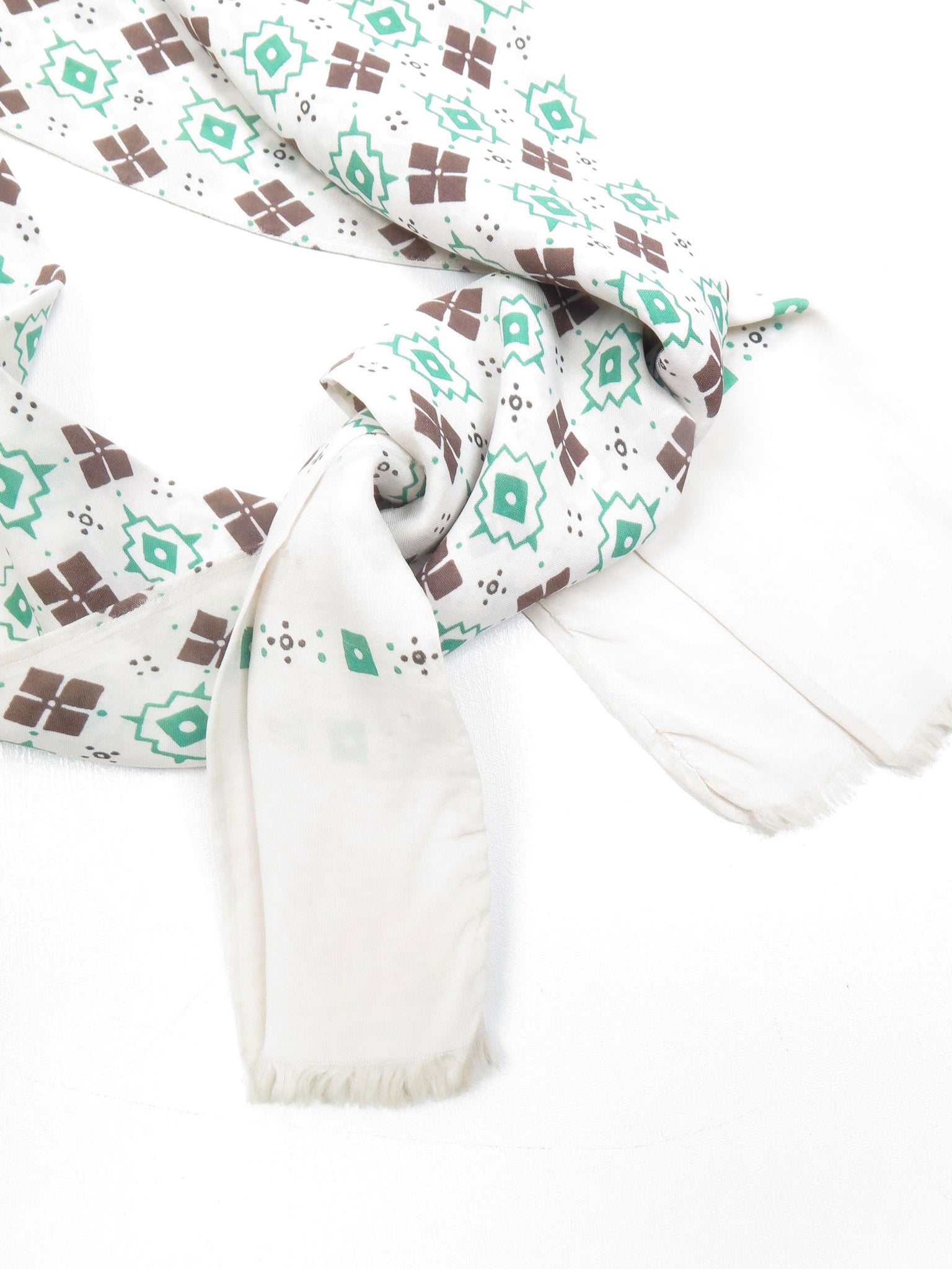 Men’s Cream, Brown & Green Scarf - The Harlequin