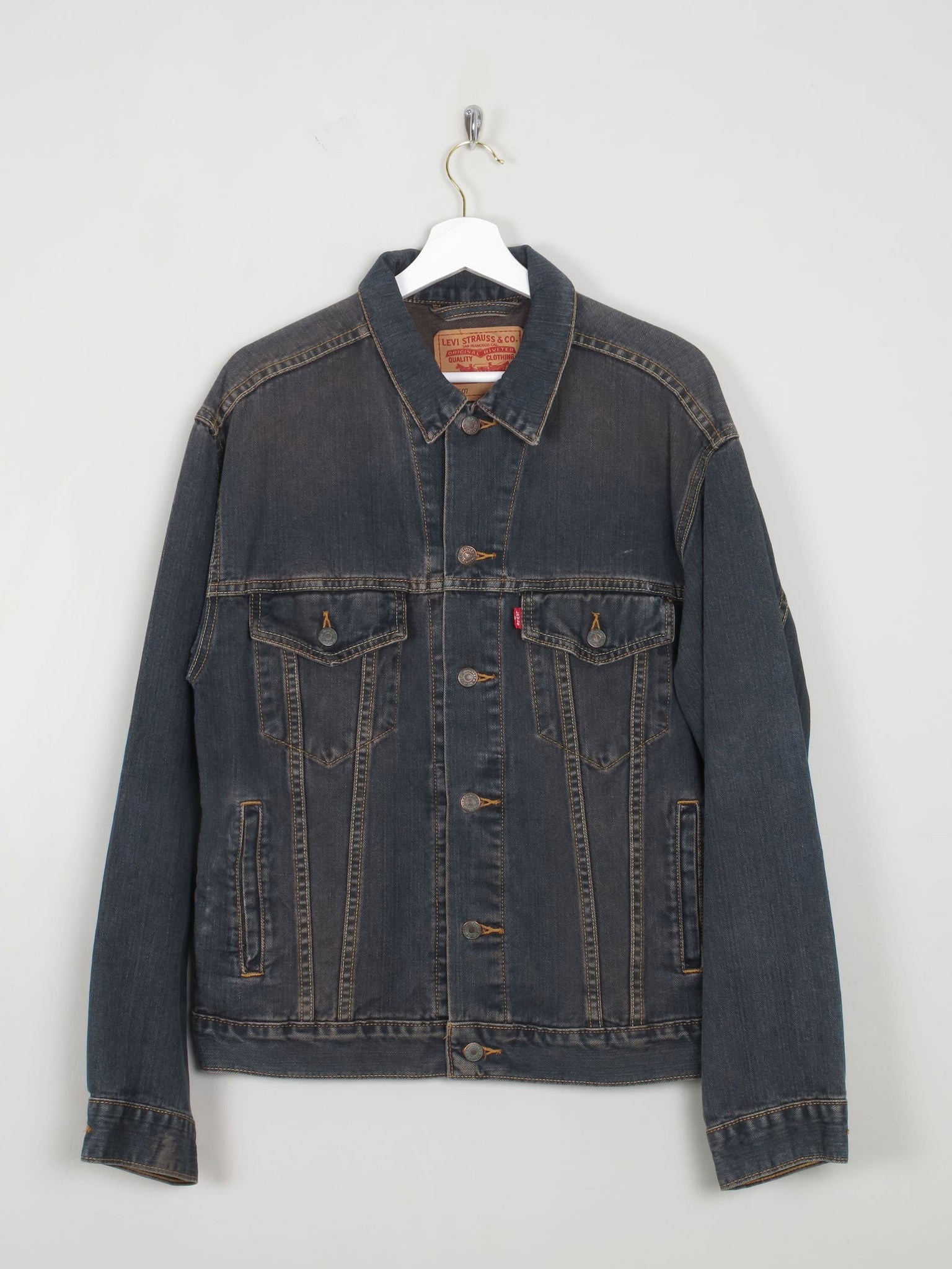 Men's Dark Blue Vintage Denim Jacket M - The Harlequin