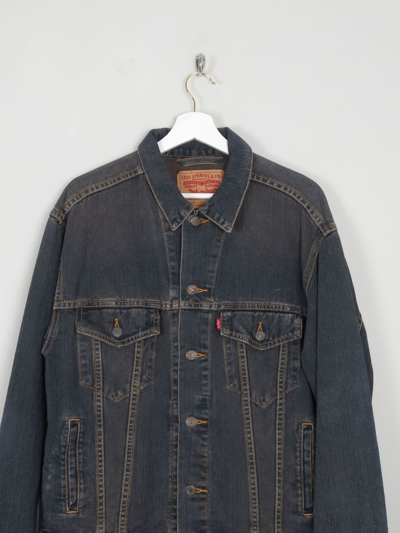 Men's Dark Blue Vintage Denim Jacket M - The Harlequin