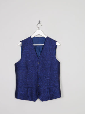 Men's Electric Blue Lurex Waistcoat 38/40 S/M - The Harlequin