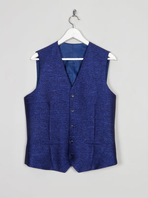 Men's Electric Blue Lurex Waistcoat 38/40 S/M - The Harlequin