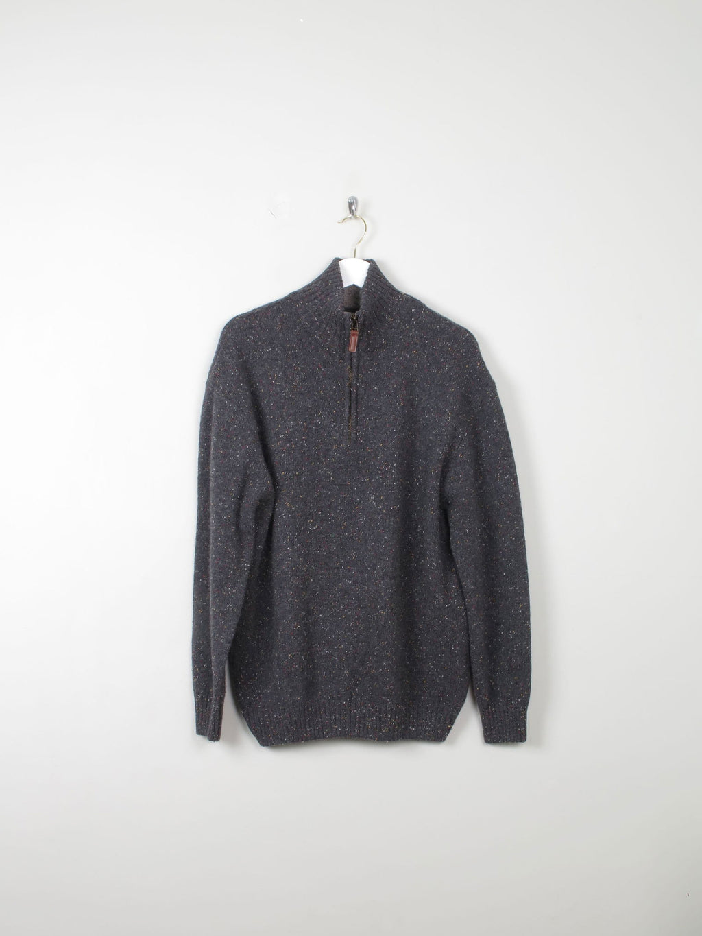 Men's Grey Blarney Wool Jumper 1/4 Zip New M - The Harlequin