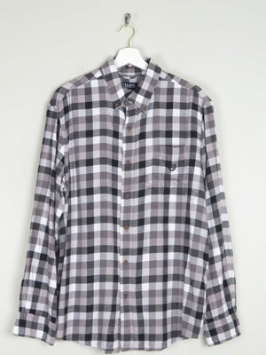 Men's Grey Check Vintage Flannel Shirt Chaps XL - The Harlequin