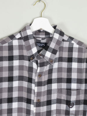 Men's Grey Check Vintage Flannel Shirt Chaps XL - The Harlequin