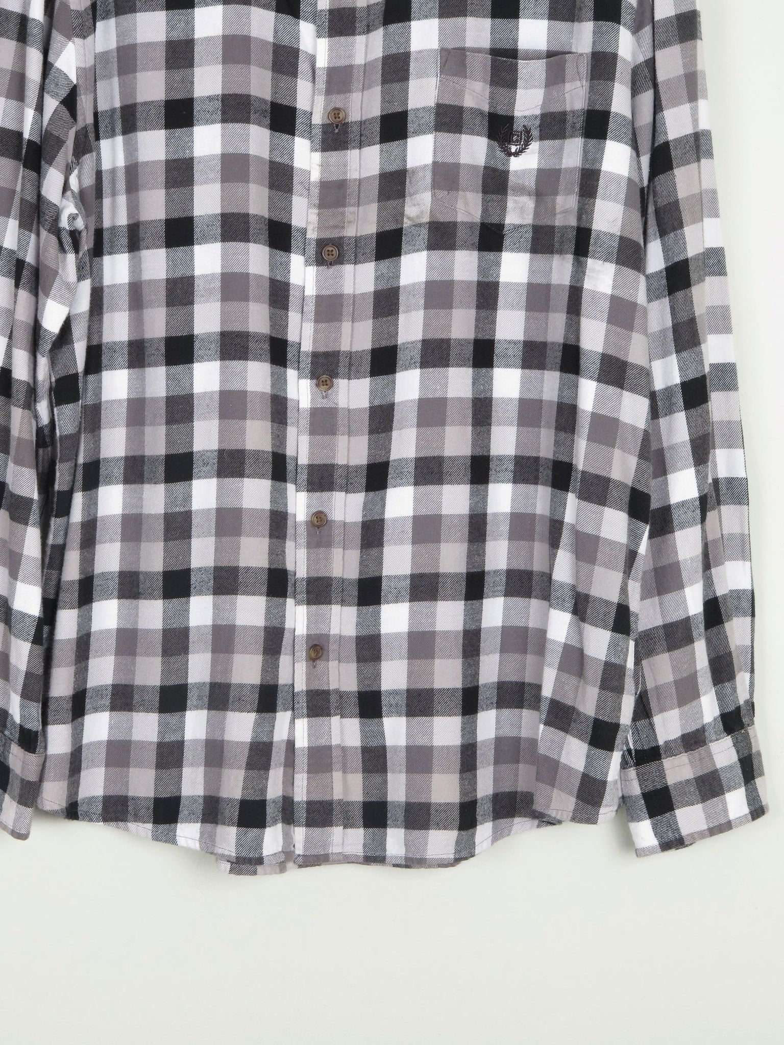 Men's Grey Check Vintage Flannel Shirt Chaps XL - The Harlequin