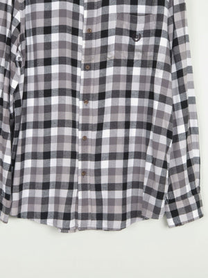 Men's Grey Check Vintage Flannel Shirt Chaps XL - The Harlequin