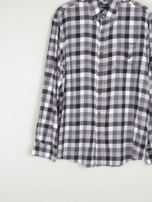 Men's Grey Check Vintage Flannel Shirt Chaps XL - The Harlequin