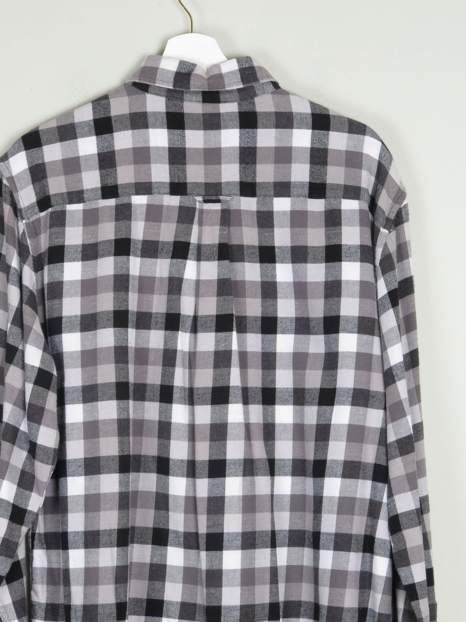 Men's Grey Check Vintage Flannel Shirt Chaps XL - The Harlequin