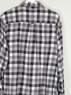 Men's Grey Check Vintage Flannel Shirt Chaps XL - The Harlequin