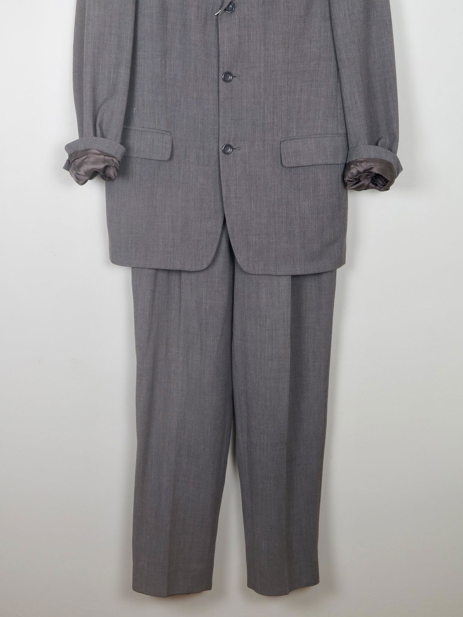 Men's Grey Three Piece Vintage Suit 38" {Oversized Jacket} - The Harlequin