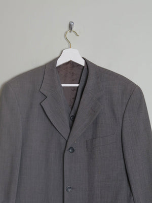 Men's Grey Three Piece Vintage Suit 38" {Oversized Jacket} - The Harlequin