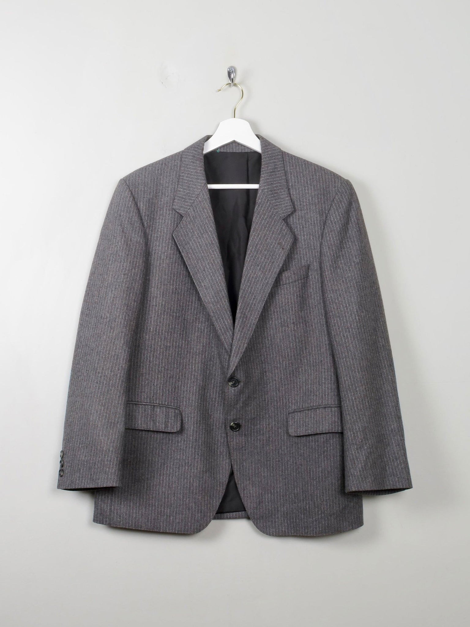 Men's Grey Vintage 70s Pinstripe Jacket 40" - The Harlequin
