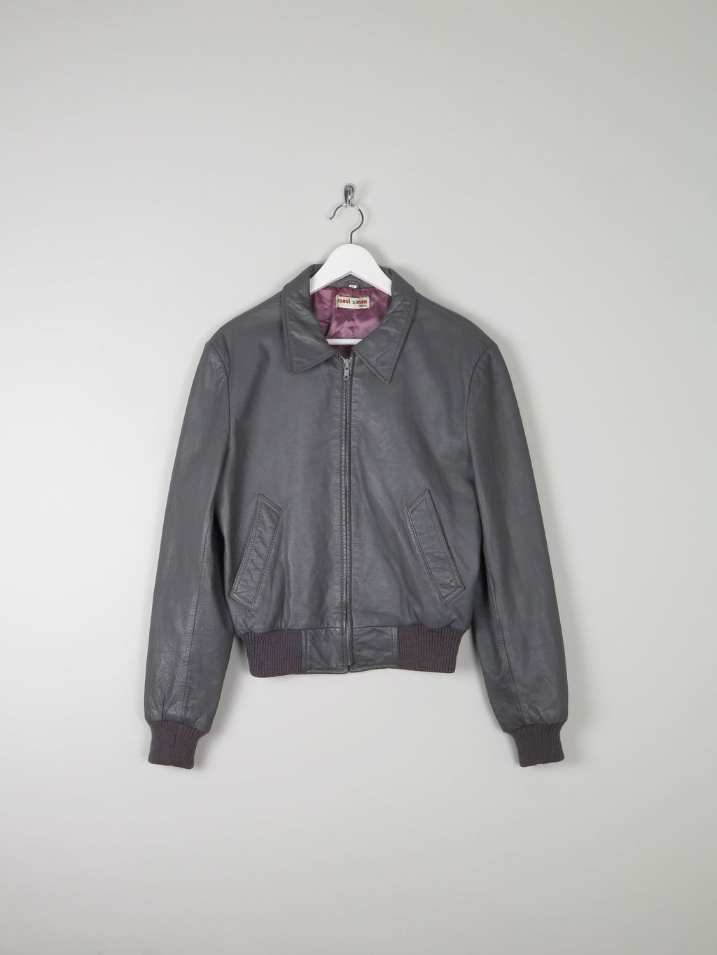 Men’s Grey Vintage Leather Bomber Jacket 1970s S/M - The Harlequin