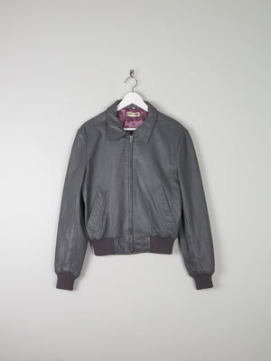 Men’s Grey Vintage Leather Bomber Jacket 1970s S/M - The Harlequin