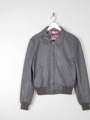 Men’s Grey Vintage Leather Bomber Jacket 1970s S/M - The Harlequin