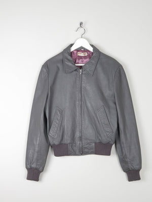 Men’s Grey Vintage Leather Bomber Jacket 1970s S/M - The Harlequin